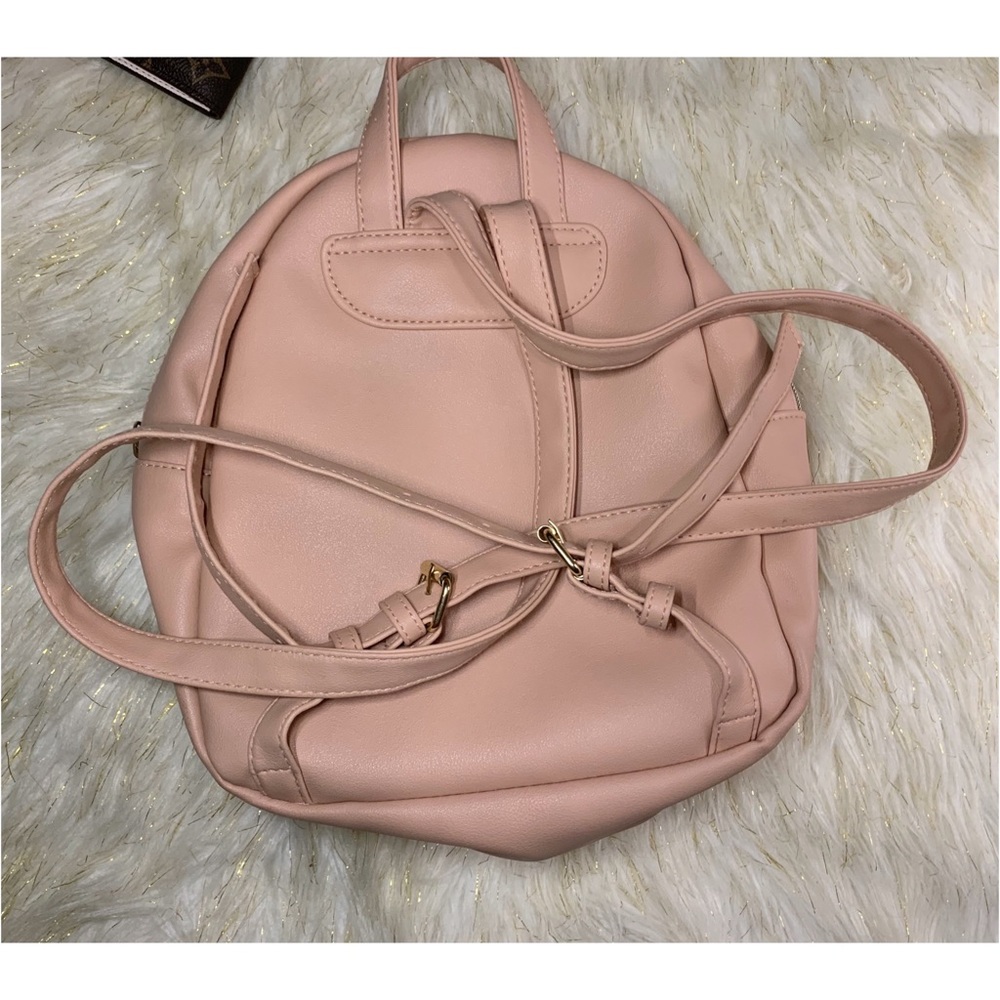Baby Pink Vegan Leather Soft Mini Backpack Handbag - Picture 4 of 6